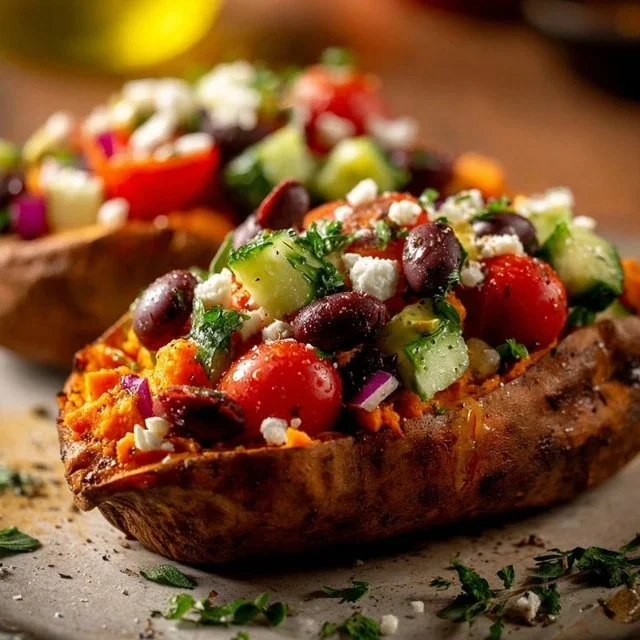Mediterranean Stuffed Sweet Potatoes