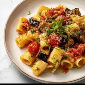 Roasted Eggplant Pasta 2 Delicious Roasted Eggplant Pasta served in a bowl