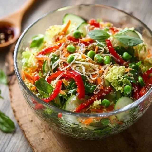 Spring Roll Salad with Spicy Ginger Dressing