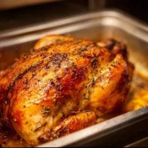 Whole Roasted Chicken 2 Delicious whole roasted chicken garnished with herbs and spices