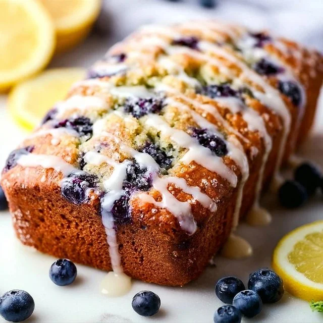 Homemade Blueberry Zucchini Bread with Lemon Glaze