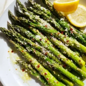 Roasted Parmesan Asparagus 2 Oven-roasted asparagus topped with Parmesan cheese and herbs