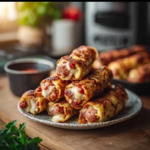 Sausage French Toast Roll-Ups 2 Sausage French Toast Roll-Ups served with syrup and berries