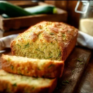 Savory Zucchini Bread 2 Slice of savory zucchini bread on a wooden cutting board