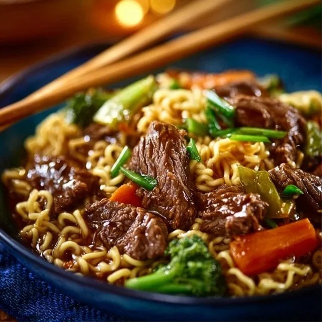 Slow Cooker Beef Ramen Noodles