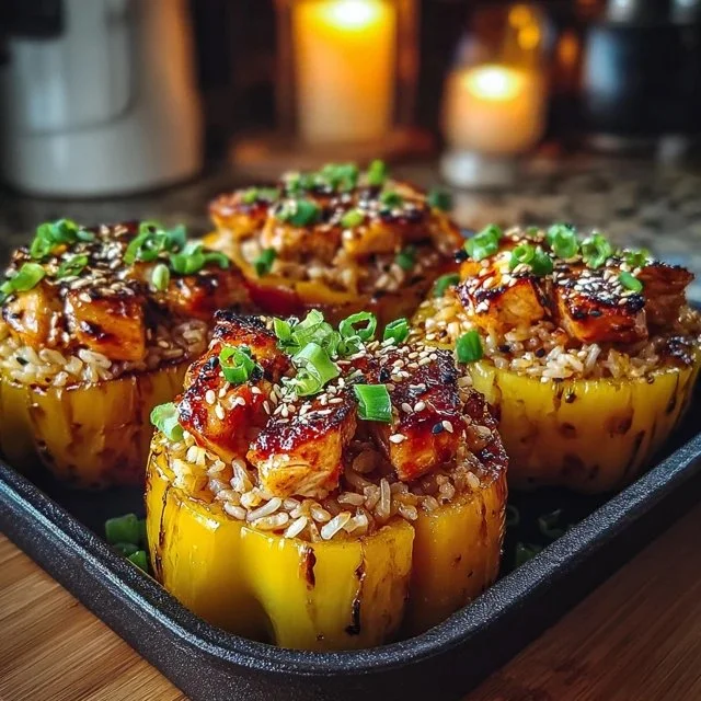 Teriyaki Pineapple Chicken and Rice Stuffed Peppers